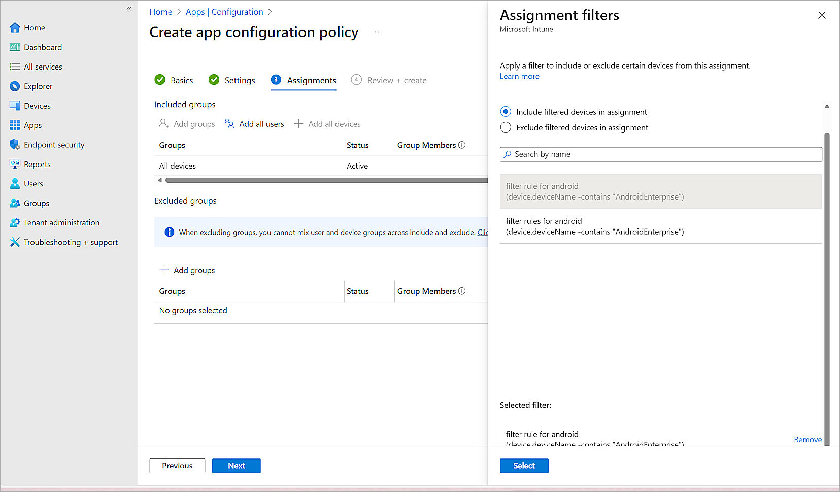 Screenshot of Add App information page in Intune